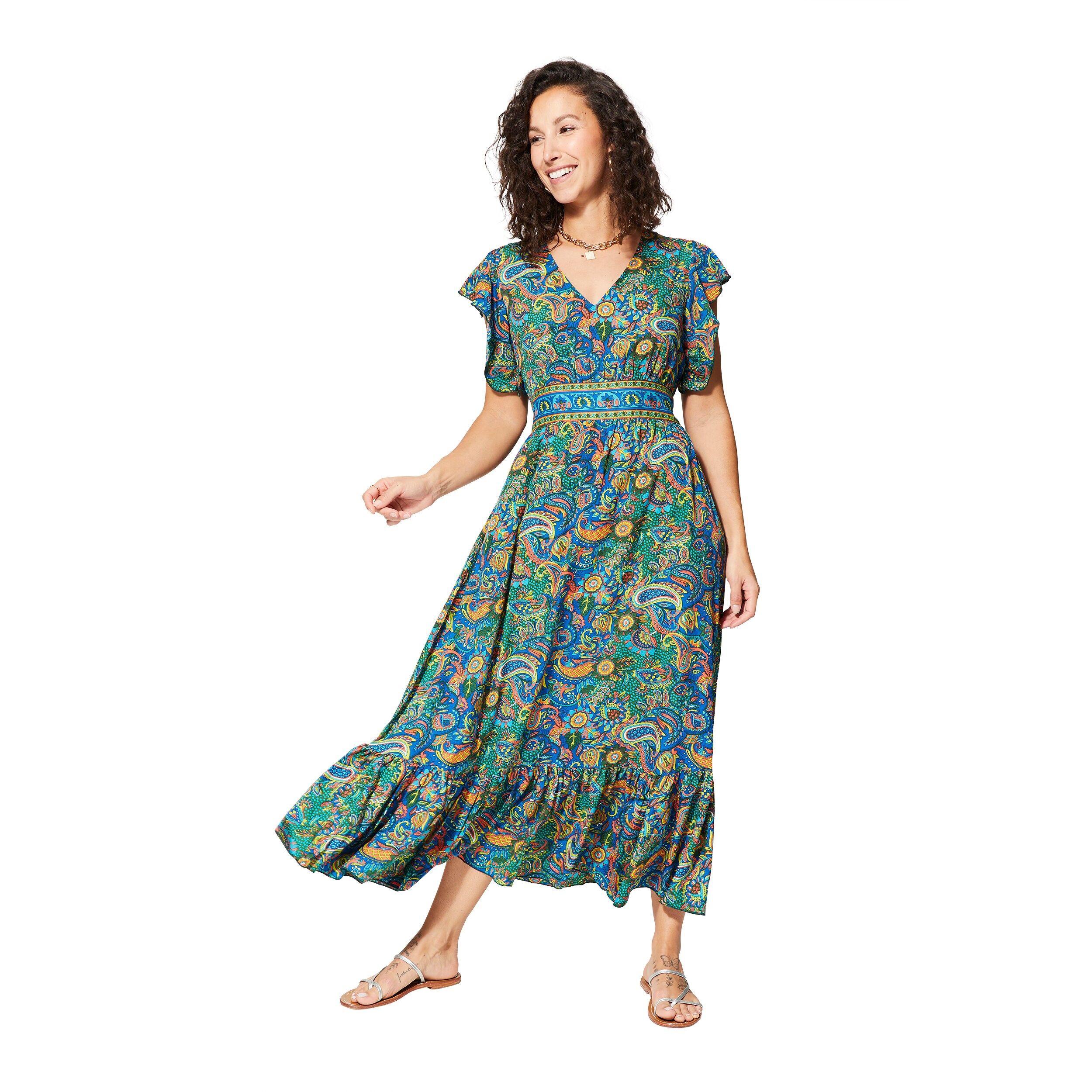 MAXIPA4010F ABITO ESTIVO LUNGO A MANICHE CORTE