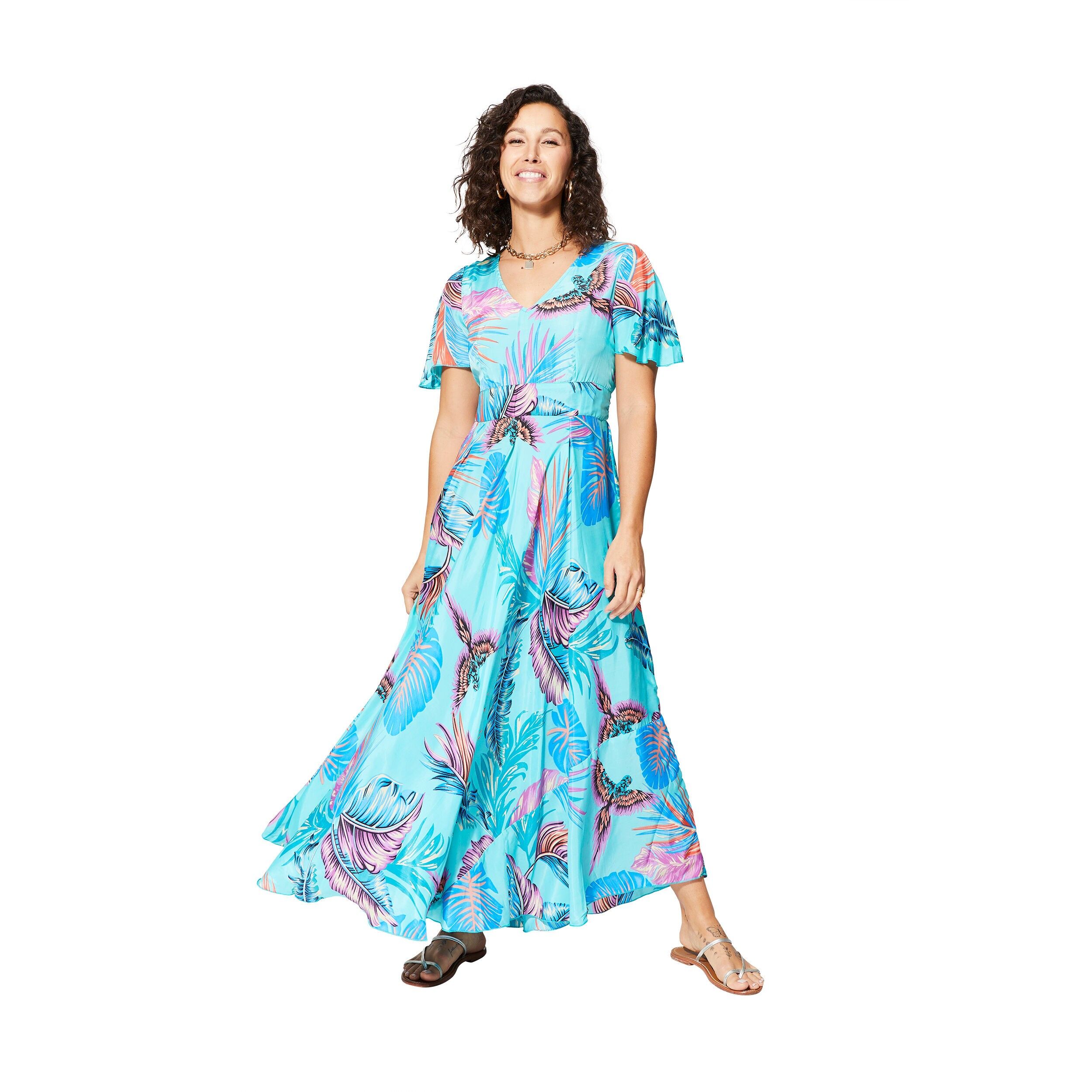 MAXIPA4012F ABITO ESTIVO LUNGO A MANICHE CORTE