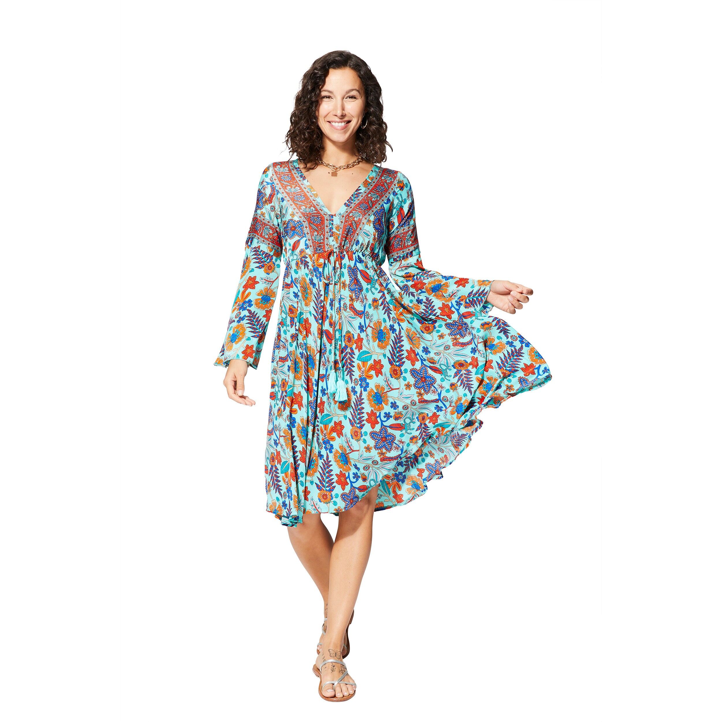 KURZES SOMMERKLEID MIT LANGEN ÄRMELN RLIP0625F