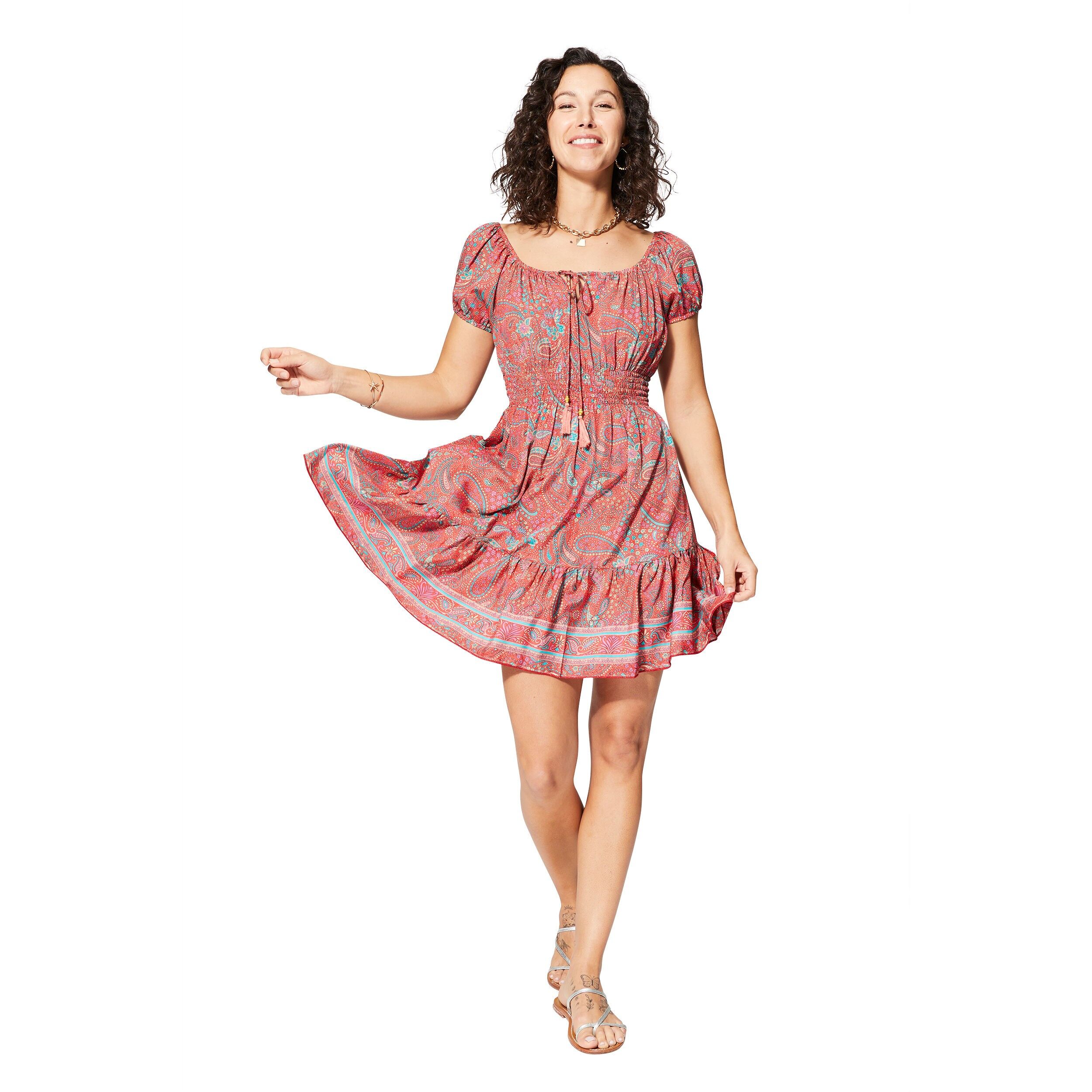 KURZES SOMMERKLEID MIT KURZEN ÄRMELN RLIP4006F