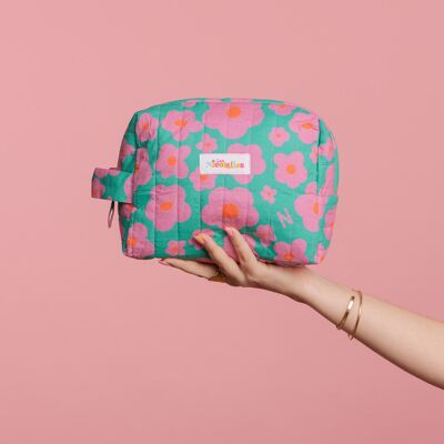 Borsa trapuntata floreale verde