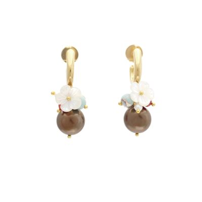 Boucles d'oreilles créoles plaquées or avec perle