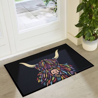 Highland Cow Colour Indoor Outdoor Doormat (90 x 60cm)