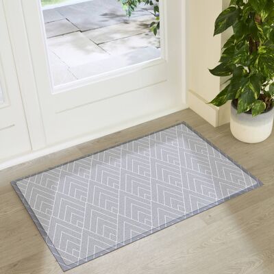 Grey Geometric Pattern Indoor Outdoor Doormat (90 x 60cm)