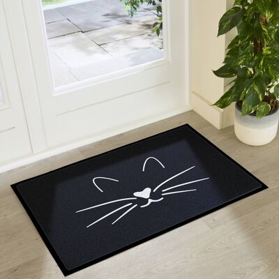 Paillasson d'intérieur et d'extérieur motif tête de chat (90 x 60 cm)