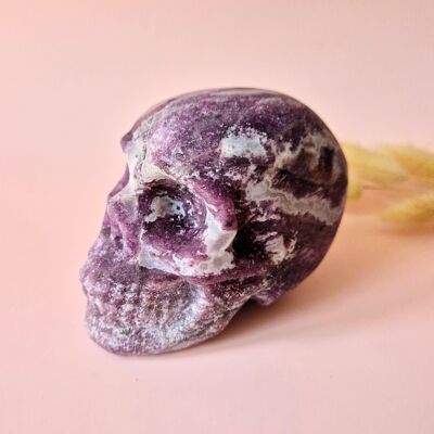 Teschio di Lepidolite con Gemma XL - #7 601 grammi - Opaco e Potente