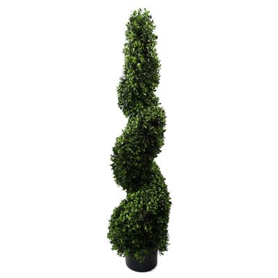 Albero topiario artificiale da esterno, 120 cm, Buxus a spirale, resistente ai raggi UV, Botanik