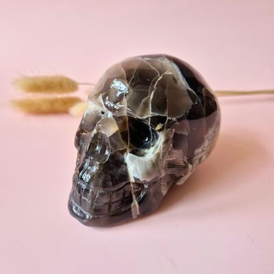 Calavera de ágata volcánica reactiva a los rayos UV XL - n.° 1 726 gramos -
