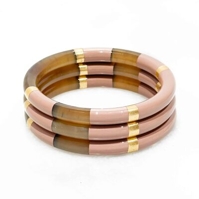 Bracciale spesso in corno - 4725 C - Foglia d'oro