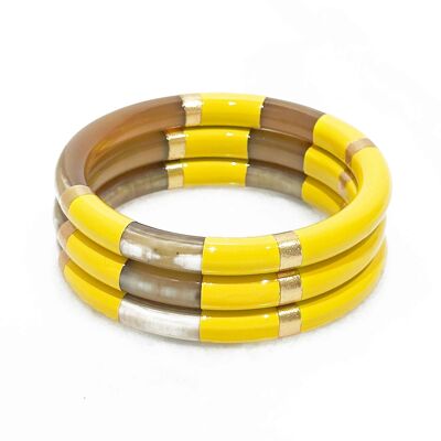 Bracciale spesso in corno - 102 C - Foglia d'oro