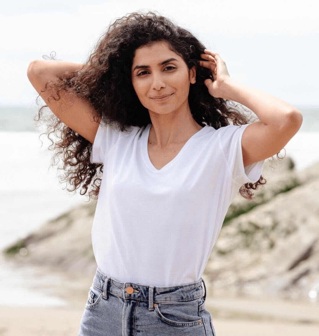 T-shirt col V pour femme