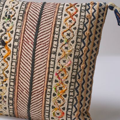 Coussin Heritage Block Print et brodé avec rembourrage