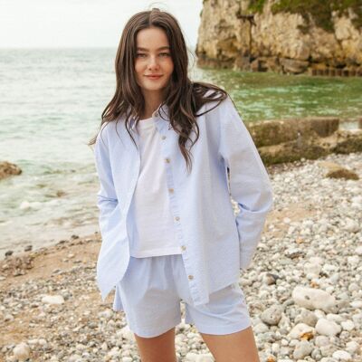 Camicia a righe blu da donna