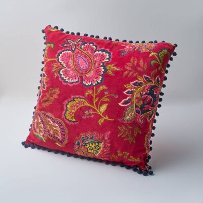 Coussin en velours cramoisi avec rembourrage