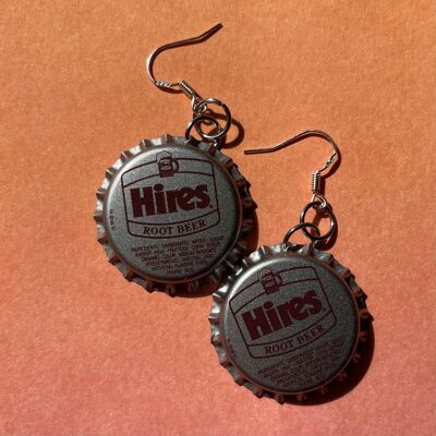 Pendientes con forma de tapa de botella de cerveza de raíz Hiers