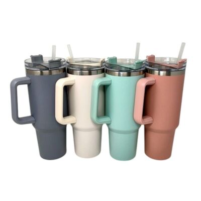 Mug Thermique Inox 1200ml avec Paille et Couvercle Étanche