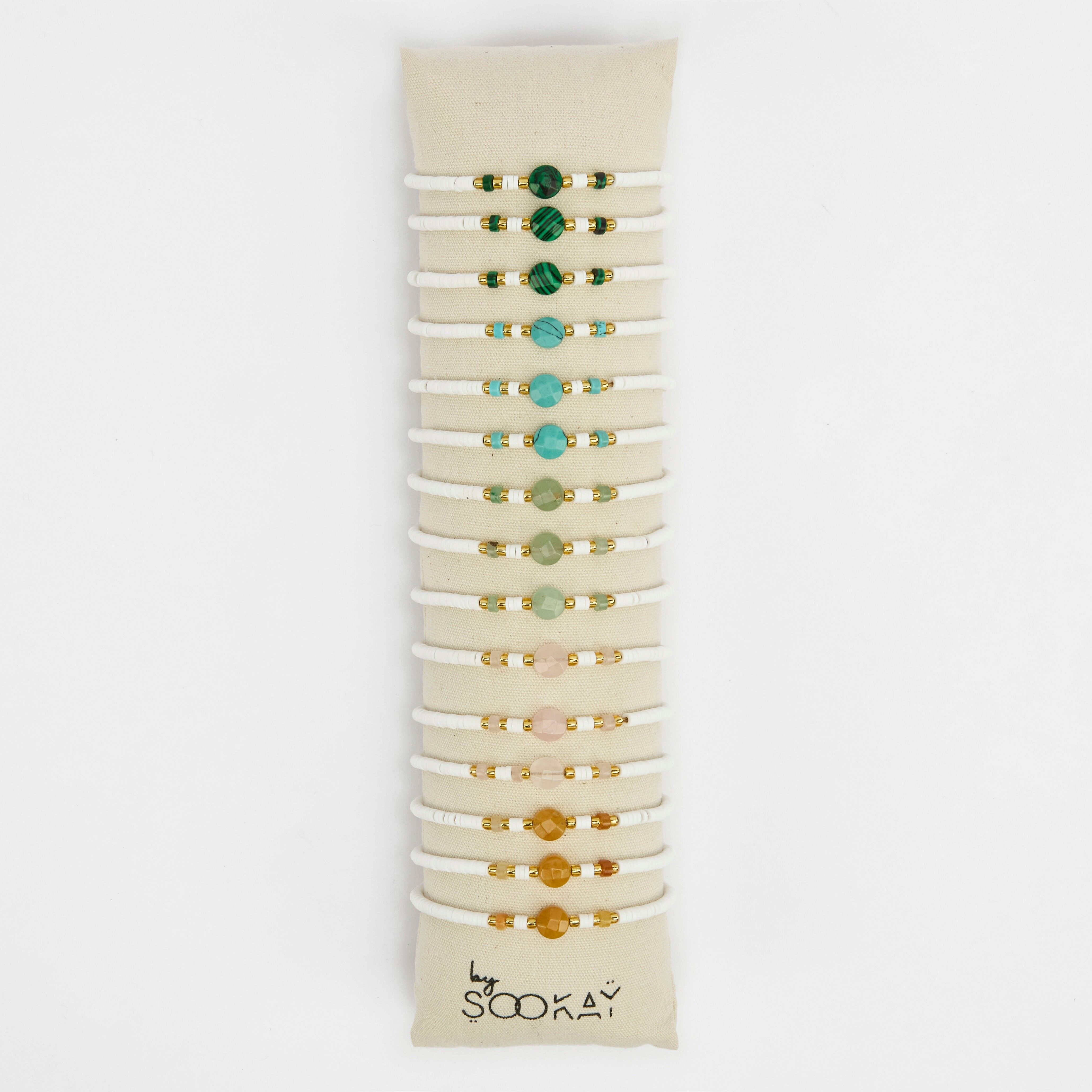 Bracciale boemo in pietre naturali heishi / rotonde fatto a mano