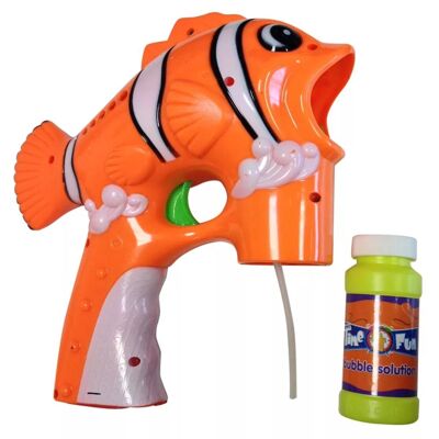 Orange Clown Fish Plastic Bubble Gun with 2 Refills Ideal for Kids Outdoor Game Bubble Gun