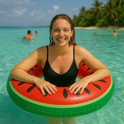 Galleggiante gonfiabile gigante a forma di anguria, 80 cm, multicolore, per bambini e adulti, piscina o spiaggia