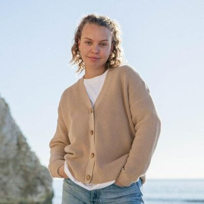 Cardigan lavorato a maglia in cotone biologico