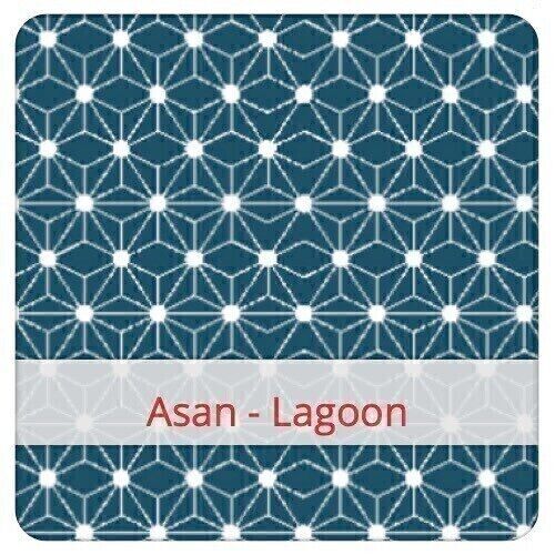 Sac à Baguette réutilisable, 60 cm x 16 cm, tissu coton, motif: Asan - Lagoon