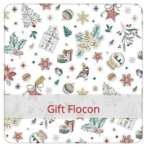 Borsa baguette riutilizzabile, 60 cm x 16 cm, tessuto di cotone, motivo: Gift Flocon