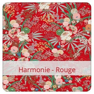 Reusable Baguette Bag, 60 cm x 16 cm, cotton fabric, pattern: Harmony - Red