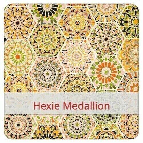 Borsa baguette riutilizzabile, 60 cm x 16 cm, tessuto di cotone, motivo: medaglione esagonale