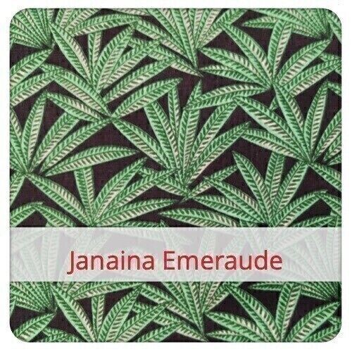 Sac à Baguette réutilisable, 60 cm x 16 cm, tissu coton, motif: Janaina Emeraude