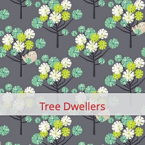 Borsa baguette riutilizzabile, 60 cm x 16 cm, tessuto di cotone, motivo: Joy: Tree Dwellers