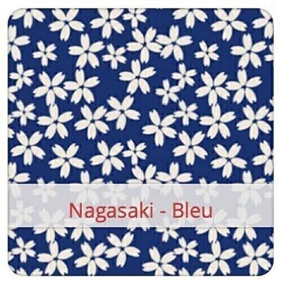 Borsa baguette riutilizzabile, 60 cm x 16 cm, tessuto di cotone, fantasia: Nagasaki - Blu