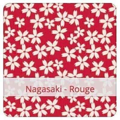 Borsa baguette riutilizzabile, 60 cm x 16 cm, tessuto di cotone, fantasia: Nagasaki - Rosso