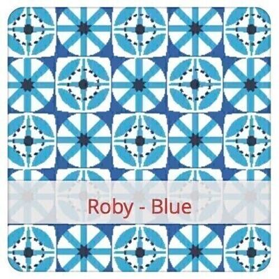 Reusable Baguette Bag, 60 cm x 16 cm, cotton fabric, pattern: Roby - Navy