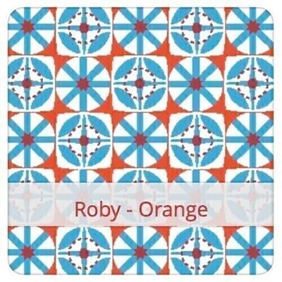 Reusable Baguette Bag, 60 cm x 16 cm, cotton fabric, pattern: Roby - Orange