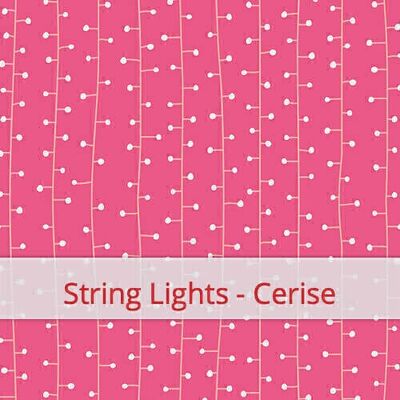 Reusable Baguette Bag, 60 cm x 16 cm, cotton fabric, pattern: String Lights - Cherry