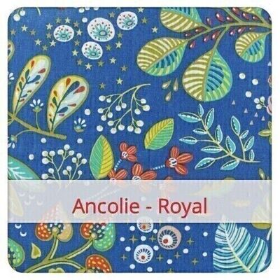 Sac à Baguette Duo réutilisable, 60 cm x 28 cm, tissu coton, motif: Ancolie - Royal