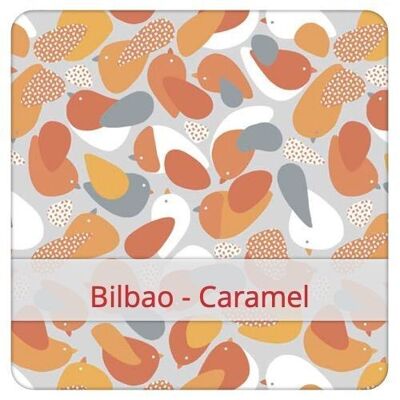 Sac à Baguette Duo réutilisable, 60 cm x 28 cm, tissu coton, motif: Bilbao - Caramel