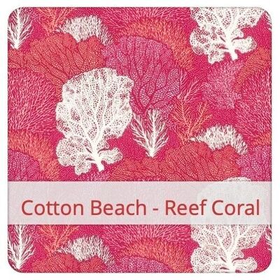 Bolsa reutilizable Duo Baguette, 60 cm x 28 cm, tela de algodón, estampado: Cotton Beach - Reef Coral