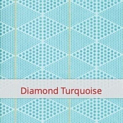 Reusable Duo Baguette Bag, 60 cm x 28 cm, cotton fabric, pattern: Day in Paris: Diamond Turquoise