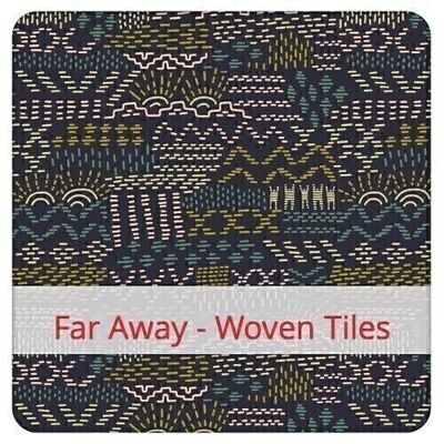 Reusable Duo Baguette Bag, 60 cm x 28 cm, cotton fabric, pattern: Far Away - Woven Tiles