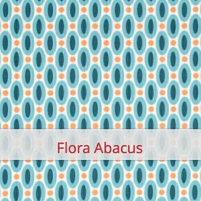 Reusable Duo Baguette Bag, 60 cm x 28 cm, cotton fabric, pattern: Flora Abacus
