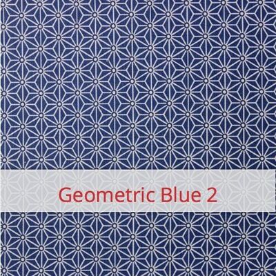 Reusable Duo Baguette Bag, 60 cm x 28 cm, cotton fabric, pattern: Geometric Blue 4