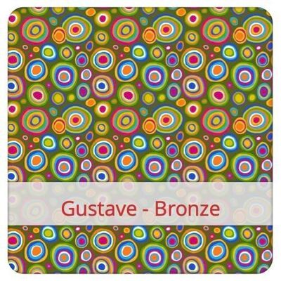 Reusable Duo Baguette Bag, 60 cm x 28 cm, cotton fabric, pattern: Gustave - Bronze
