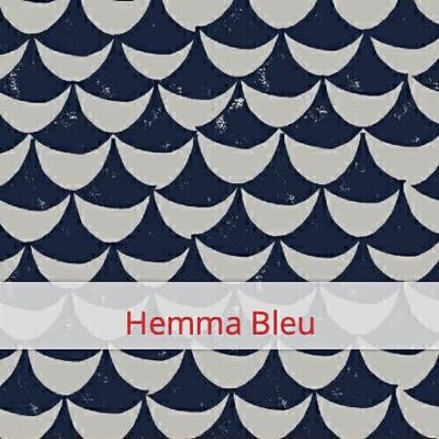 Reusable Duo Baguette Bag, 60 cm x 28 cm, cotton fabric, pattern: Hemma Blue