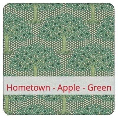 Sac à Baguette Duo réutilisable, 60 cm x 28 cm, tissu coton, motif: Hometown - Apple - Green
