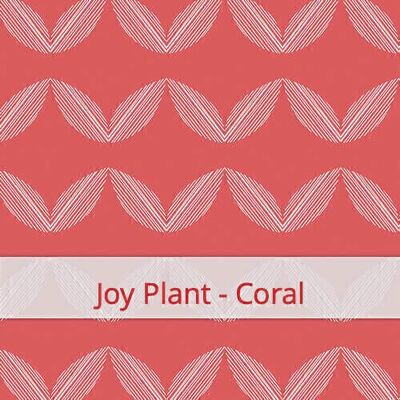 Reusable Duo Baguette Bag, 60 cm x 28 cm, cotton fabric, pattern: Joy Plant - Coral