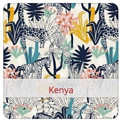 Reusable Duo Baguette Bag, 60 cm x 28 cm, cotton fabric, pattern: Kenya