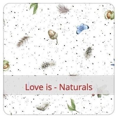 Reusable Duo Baguette Bag, 60 cm x 28 cm, cotton fabric, pattern: Love is - Naturals