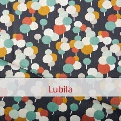 Reusable Duo Baguette Bag, 60 cm x 28 cm, cotton fabric, pattern: Lubila