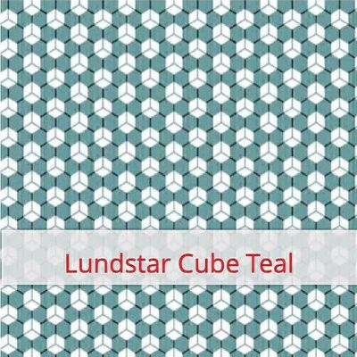 Reusable Duo Baguette Bag, 60 cm x 28 cm, cotton fabric, pattern: Lundstar Cube Teal